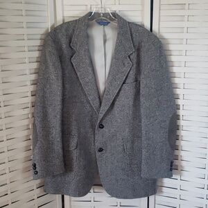 Pendleton Wool Mens Gray Two Button Blazer Elbow Patches Size 40